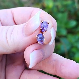 14K Rose Gold and Natural Tanzanite Stud Earrings